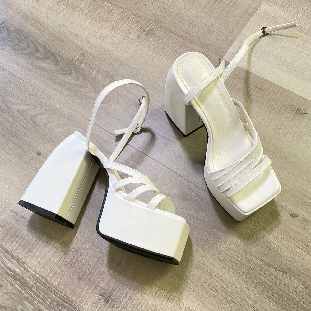 White Strappy Platform Heels